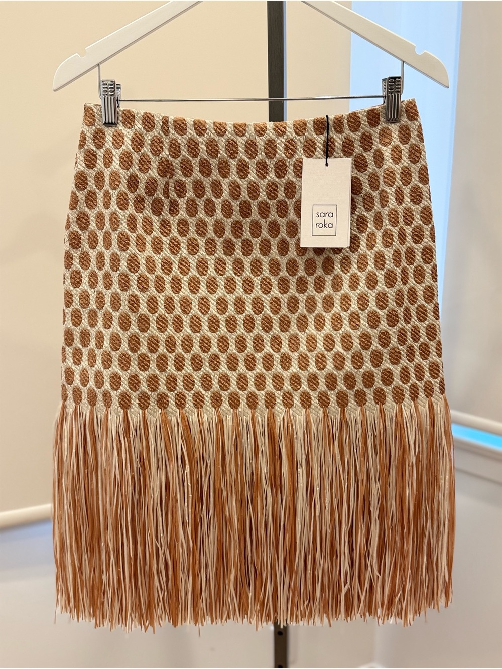 Sara Roka Raffia Fringe Skirt